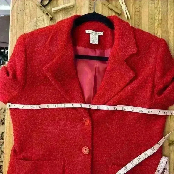 Jillian Jones Women’s Size 6 Red Boucle 3 Button 1-pocket Single Breasted Blazer - Picture 10 of 10